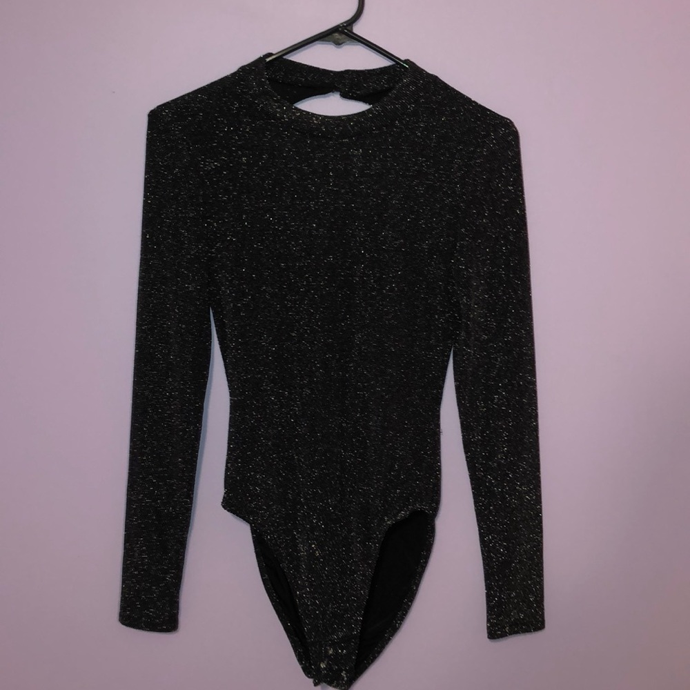 black sparkle body suit